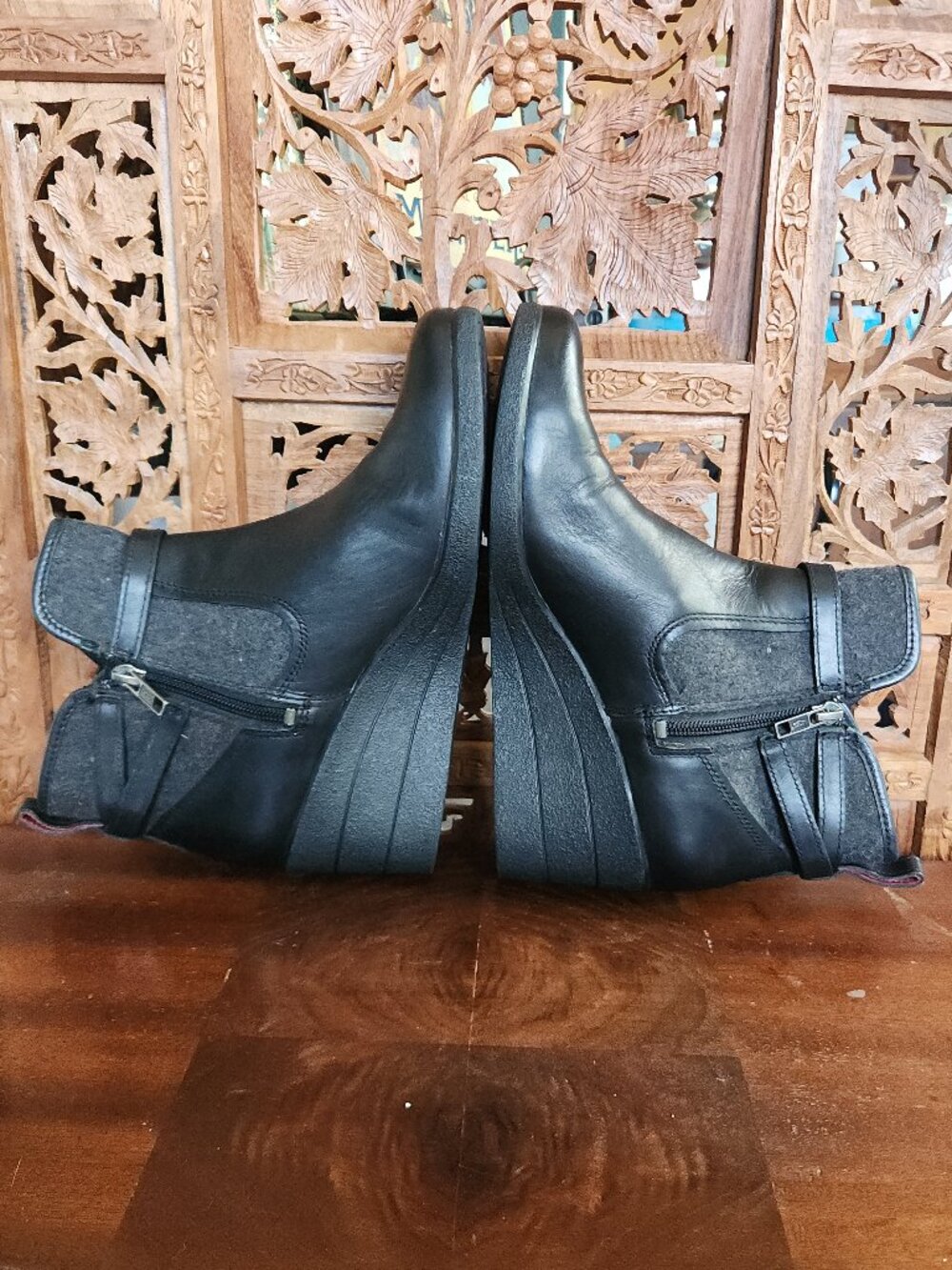 UGG Black Wedge Ankle Boots - Picture 4 of 12